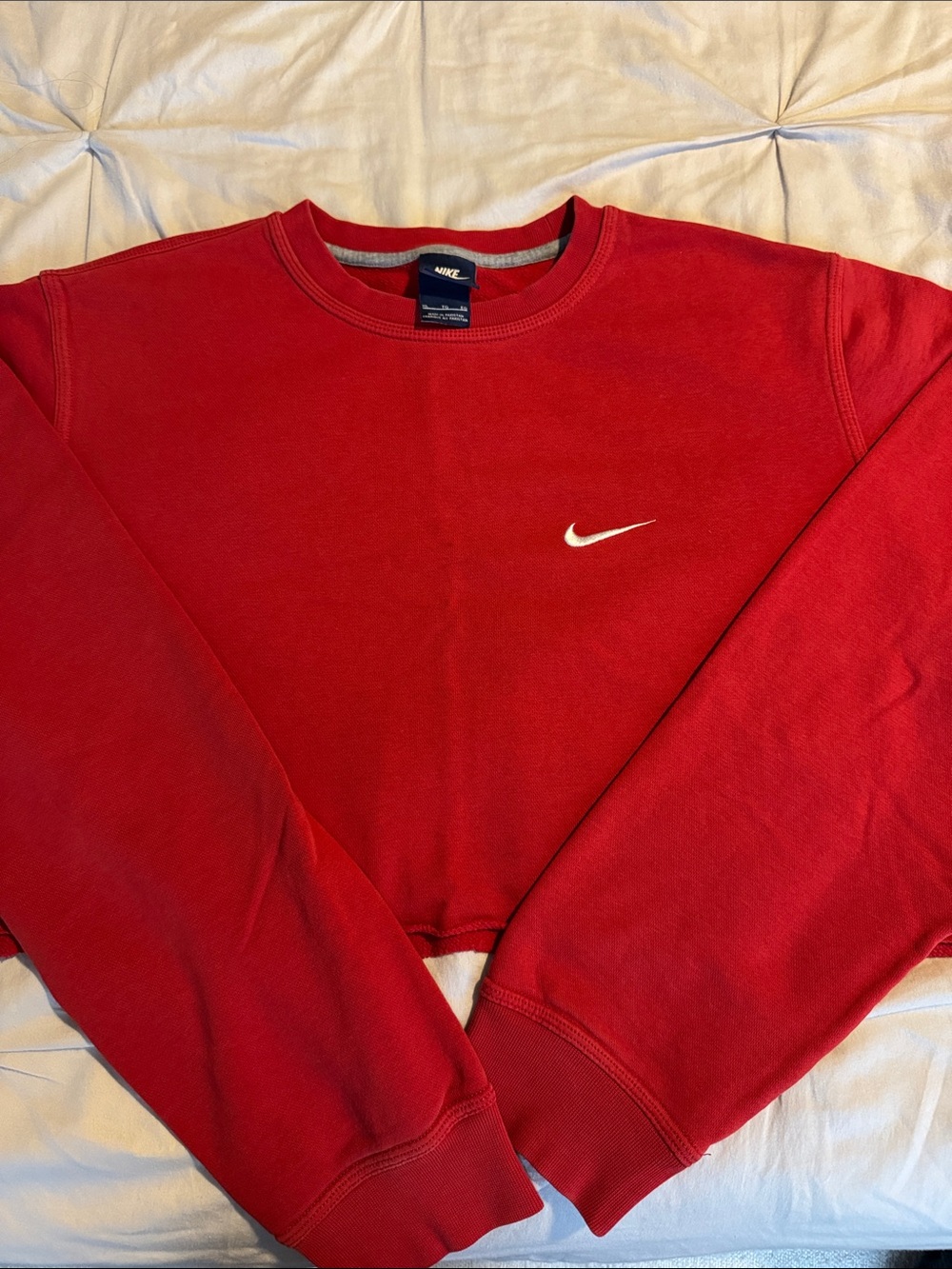 Nike Women’s Red Raw Hem Cropped Crewneck
